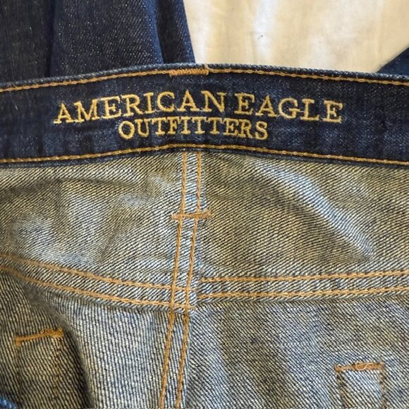 Men's American Eagle Flex Relaxed Straight Dark Wash Denim Jeans 38 x 32 - Picture 5 of 14